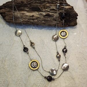 Silver Toned and Gold Toned 2 Strand Necklace